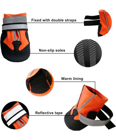Neuwee XXL Orange Dog Shoes - Waterproof Anti-Slip Boots for Small to Large Dogs with Reflective Straps - Paw Protection - Buy Online on GoSupps.com