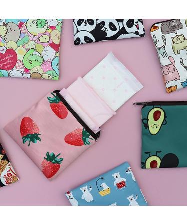 3-Pack Sanitary Napkin Storage Bags with Zipper - 5x5 inches | Cute Strawberry Design | Ideal for Girls, Women & Ladies - Buy Online on GoSupps.com