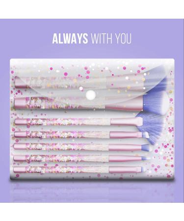Aquarius Cosmic MakeUp Brush Set Liquid Glitter Handle Foundation Powder Eyeshadow & MultiPurpose Soft Bristles Professional & Beginners MakeUp Tools (Pink with Purple Brush) - Buy Online on GoSupps.com
