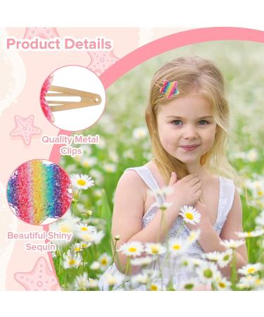 Lusofie 16Pcs Cute Snap Hair Clips for Girls - Sparkly Metal Clips in Star, Crown, Heart, and Butterfly Shapes - Sequins Hair Barrettes for Girls - Buy Online on GoSupps.com