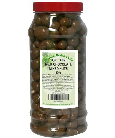 Natural Health 4 Life Carol Anne Confectionery Milk Chocolate Mixed Nuts Almond Nuts (Almonds) Brazil Nuts (Brazils) Hazelnuts Walnuts 675 g in Recyclable Gift Jar (1 Jar) - Buy Online on GoSupps.com