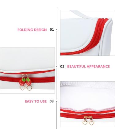 Uonlytech Double Layer Makeup Bag for Women - Strawberry Zipper Cosmetic Organizer - Stylish Travel & Cultural Bags - Buy Online on GoSupps.com
