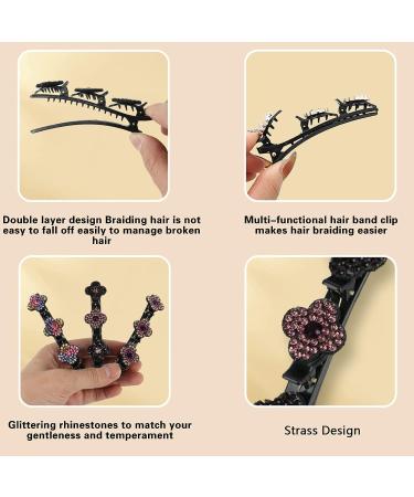 8PCS Sparkling Crystal Stone Braided Hair Clips for Women - Clover Rhinestone Hair Accents - Set of 3 Mini Clips for Ladies and Girls - Buy Online on GoSupps.com