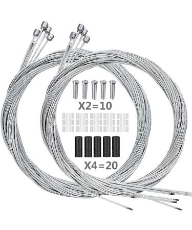Hapleby 10PCS Premium Bike Shift Cable, Professional Bicycle Shift Wire Kit for Mountain and Road Bicycle, For Free 5 O-rings, 10 End Ferrules and 20 End Caps