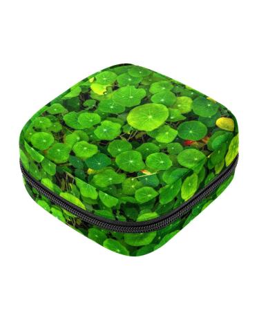 Clover Lucky Green Floral Sanitary Napkins Storage Pocket Menstruation Pad BAG Portable menstrual cup pocket with zipper for teenagers girls women women