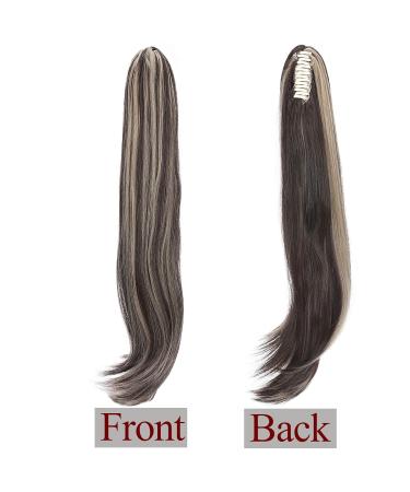 Ponytail Extension & Braid Clip-In | Heat-Resistant Micro-Wavy Hair - 22 (55cm) Dark Brown & Ash Blonde - Buy Online on GoSupps.com