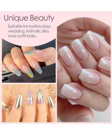 Allstarry Chrome Nail Powder Set - 4Pcs White Pearl Holographic Glitter for DIY Manicure - Iridescent Metallic Mirror Effect - Perfect Gifts for Women - Buy Online on GoSupps.com