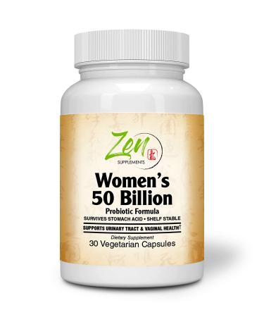 Zen Supplements - Womens 50 Billion Probiotic Formula - Supports Urinary and Vaginal Health with Lactobacilli & Bifado Blended Strains Survives Stomach Acid Shelf Stable 30-Vegcaps
