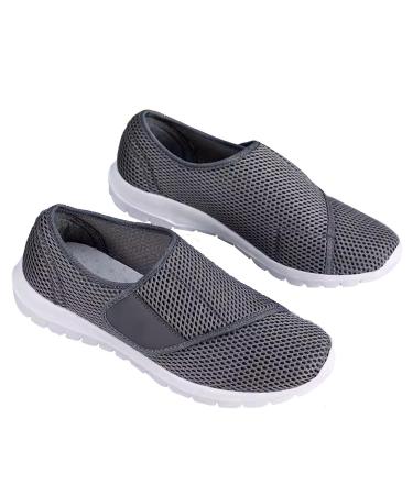 HULKI Orthopedic Walking Shoes Men Women Diabetic Walking Shoes Breathable Mesh Slip On Walking Sneakers Wide Width Shoes for Edema Plantar Fasciitis Bunions Arthritis Swollen Feet 9.5 B