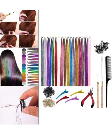 kawehiop Versatile 12 Colors Hair Extension Tinsel Kit 2400 Strands for Styling Women and Men 94cm 1Set 1Set 94cm - Buy Online on GoSupps.com