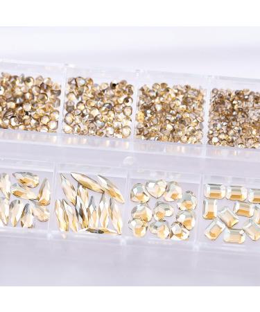 1130Pcs Champagne Gold Rhinestones for Nails | Nail Art Crystal Gem Stones | DIY Nail Jewelry Decoration | Women Girls (Champagne) - Buy Online on GoSupps.com