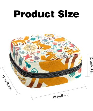 Shop Cute Orange Fox & Flower Women's Storage Pockets | Portable Period Kit Bag - Ideal for Girls - Buy Online on GoSupps.com