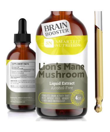 Lions Mane - Lions Mane Extract - Natural Lions Mane Tincture - Made in USA - Organic Lions Mane Mushroom Supplement for Memory Focus & Clarity - Daily Mushroom Supplement - Vegan Organic - 4 Fl oz