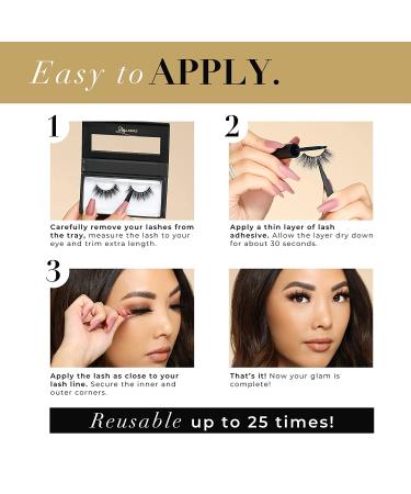 Lilly Lashes Houston - Premium Synthetic Vegan Strip Lashes for Bold, Full-Bodied Max Volume Look - Natural & Reusable False Eyelashes 17mm - Buy Online on GoSupps.com