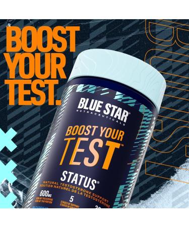 Blue Star Nutraceuticals STATUS - Testosterone Booster for Men - w/KSM 66 Ashwagandha - Invigorate Stamina Muscle Growth & Energy | Natural Test Booster Support - 90 Veggie Capsules - Buy Online on GoSupps.com