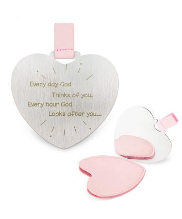 Heart Stainless Steel Makeup Mirror for Women  Personalized Best Wishes for Your Wife or Girlfriend  Best Festival Gift for Women Pink Every day God thinks of you