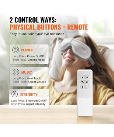 VEVOR Eye Massager with Heat & Remote Control | Bluetooth Eye Care Mask for Strain & Dry Eyes | 5 Modes 180 Foldable - Perfect Gift for Mom/Dad - Buy Online on GoSupps.com