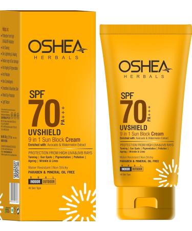 Herbals UVShield Sunscreen SPF 70 PA++ | Non-Sticky Water-Resistant UVA & UVB Protection | For All Skin Types | Watermelon & Avocado Extract - 60g - Buy Online on GoSupps.com