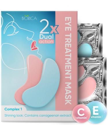 Dual Action Under-Eye Patches  Collagen & Carrageen Gel Eye M sk for Puffy Eyes  Wrinkles & Dark Circles  Moisturizing Under Eye Gel Pads for Skin Elasticity  20 pairs  2 Kinds of Patches in 1 Package