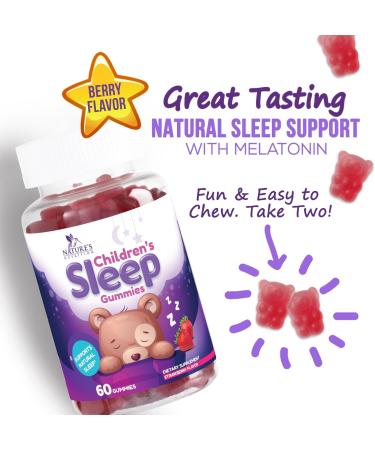 Nature's Nutrition Kids Sleep Gummies 2mg - Children's Sleep Gummy with Melatonin Non-Habit Forming Works with Natural Sleep Cycle Supports Calm & Drug-Free Natural Berry Flavor 60 Gummies - Buy Online on GoSupps.com