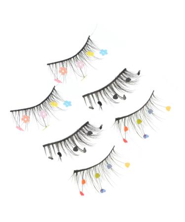 FOMIYES 6 Pairs Sequin False Eyelashes Lashes with Color Pride Makeup Color Lashes Lashes with Cosplay Fake Eyelashes Individual False Eyelashes Flower Stickers Miss Imitation Natural