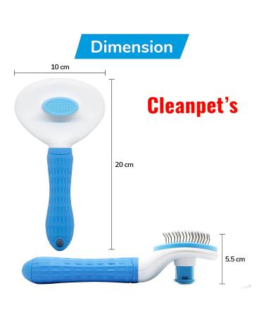 Cleanpets Self-Cleaning Dog & Cat Brush - Perfect for Short & Long Hair - Removes Undercoat - Blue - Buy Online on GoSupps.com