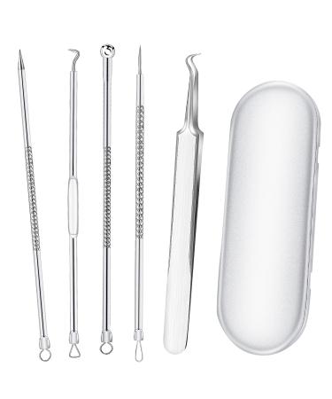 Smukdoo Blackhead Remover Tool Set 5 PCS Curved Tweezer Blackhead Removal Tools Pimple Spot Popper Removal Tool