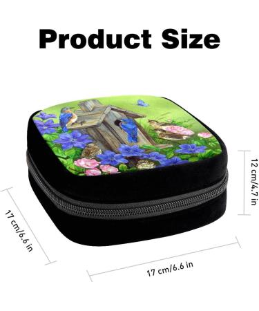GIAPB Period Bag Sanitary Napkin Storage Holder | Blue Birds Butterfly Flower Makeup Pouch Color4471 - Buy Online on GoSupps.com