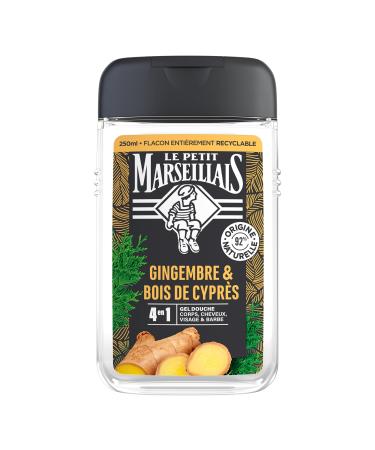 The Little Marseillais | Men's Shower Gel Ginger & Cypress Wood (250ml bottle) – 4 in 1 formula, body, hair, face & beard – 92%