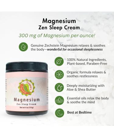 Taspen's Organics Magnesium Zen Sleep Cream - Deep Relaxation & Muscle Relief | Natural Non-Greasy Cruelty-Free | 4 oz - Buy Online on GoSupps.com