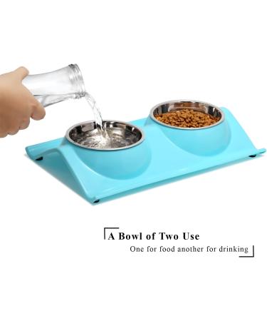 UPSKY Double Dog Cat Bowls - Premium Stainless Steel No-Spill Resin Feeder for Cats & Small Dogs (Sky Blue) - Buy Online on GoSupps.com