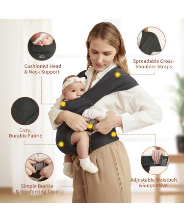 MOMTORY Newborn Baby Carrier | Cozy Wrap with Hook&Loop | Adjustable & Soft Fabric | Deep Grey - Buy Online on GoSupps.com