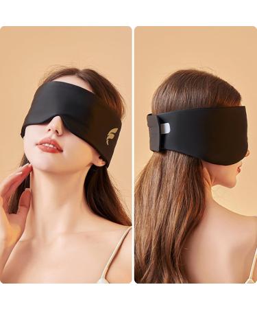 Soft Double-Sided Sleep Mask - Light Blocking Eye Cover for Men & Women - Adjustable Oversized Blindfold for Travel & Napping - Black - Buy Online on GoSupps.com