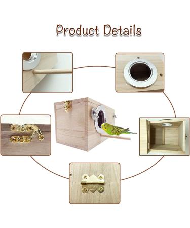 Tfwadmx Parakeet Nesting Box for Parrots - Wooden Breeding Nest for Lovebirds, Cockatoo, Budgie, Finch, Canary (9.8x5.1x5.1) - Buy Online on GoSupps.com