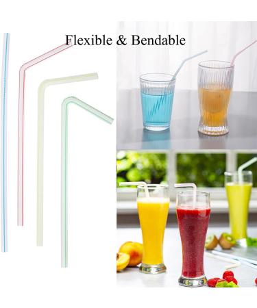 FOREVERIE 500 Counts Individually Wrapped Disposable Straws Plastic for Drinking Flex & Bendy Common 0.24 Inch Calibre 8.27 Inches Length Striped Color Soft Thin Bulk Package - Buy Online on GoSupps.com