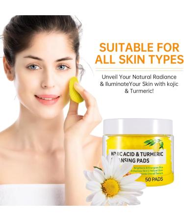 YOXIER Turmeric Facial Cleansing Pads Sure Here's A Product Title for 50pcs Kojic Acid Cleansing Pads for Dark Spots Makeup Removal with Turmeric Facial Sponges Gentle Exfoliating Face Cleaning Cotto - Buy Online on GoSupps.com