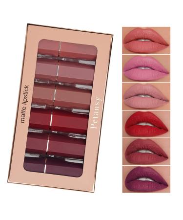 Matte Lipstick Set 6 Colors Nude Moisturizer Smooth Lipstick Long Lasting Waterproof Lipstick Makeup Gift Set - Buy Online on GoSupps.com
