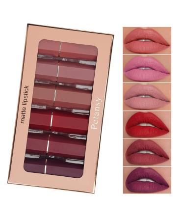 Matte Lipstick Set 6 Colors Nude Moisturizer Smooth Lipstick Long Lasting Waterproof Lipstick Makeup Gift Set