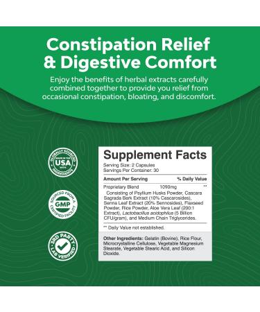 Herbal Laxative Capsules with Probiotics for Natural Colon Detox & Digestive Support - Triple Herb Cleanse Pills - Buy Online on GoSupps.com