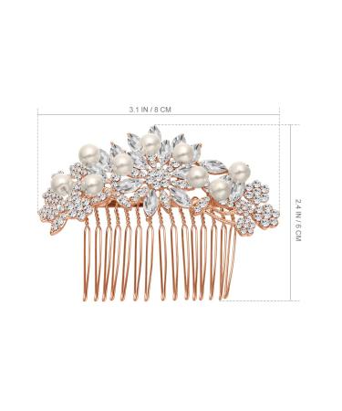 Frcolor Bridal Hair Comb | Simulated Pearl Wedding Hair Accessories in Rose Gold - Perfect for Brides - Buy Online on GoSupps.com