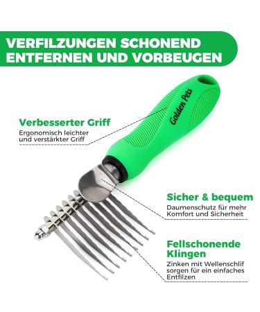 Golden Pets Devilzer Kamm | Dog & Cat Brush for Medium to Long Hair | Perfect for Small to Large Animals | Rounded Tines | Free Nursing Directory Included - Buy Online on GoSupps.com