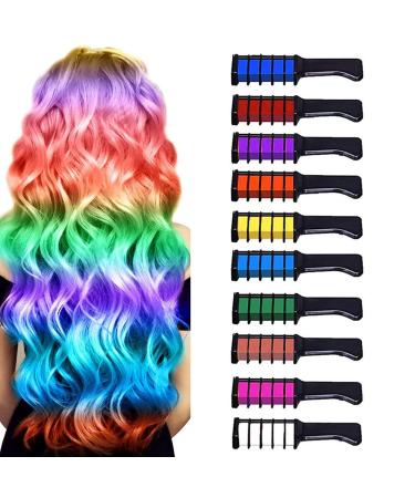 Lerkely Hair Chalk Comb 10 Colors Temporary Hair Color Chalk Comb Set Washable Hair Chalk Pens for Girls Kids Gifts Idea Halloween Set