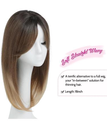 Ms Taj Hair Topper 18 Brown with Dark Root | Long Layered Synthetic Hair Piece for Thinning Hair | Clip-in Add Volume for Women - Buy Online on GoSupps.com