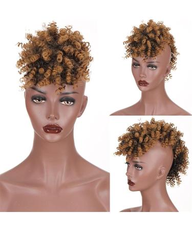 Hair Bun Hairpiece for Women Puff Afro Curly Hairpieces Mohawk Ponytails for Women Synthetic Kinky Curly Hair Bun Ponytail Extension with Bangs Wrap Updo Clip in Hair Extensions Hair Chignons(4) - Buy Online on GoSupps.com