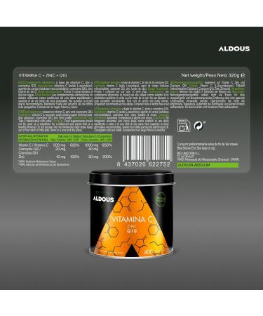 Vitamine C + Zinc - 400 Comprim s - 500mg de Vitamine C + 10mg de Zinc + 20mg de Q10 par dose journali re - Vitamines pour la fatigue l' puisement le syst me immunitaire et la d fense - ALDOUS - Buy Online on GoSupps.com