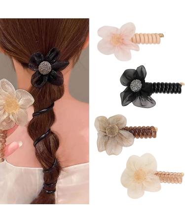 amangul Elegant Stretchable Hair Scrunchies Coiled Elastic Hair Bands Ponytail Holders Scrunchy Hair Rope Ties for Women Girls(Black) - Buy Online on GoSupps.com