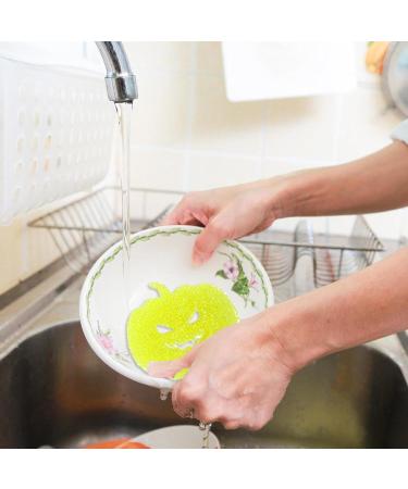 Kitchen Cleaning Sponge - Halloween Pumpkin Shape Scrub Sponge Cleaner | Absorbent Non-Scratch Dish Sponge for Dishes Pots Pans | Multipurpose Kitchen Accessories for Effective Cleaning All at Once Yellow - Buy Online on GoSupps.com