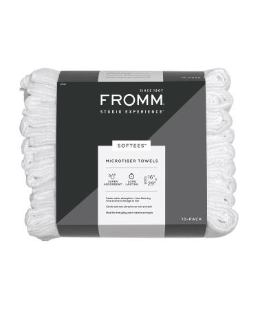 Fromm Softees Microfiber Salon Hair Towels - 16" x 29" - Extra Durable and Absorbent - White, 45048, 10 Count (pack of 1) White - 10 Pack