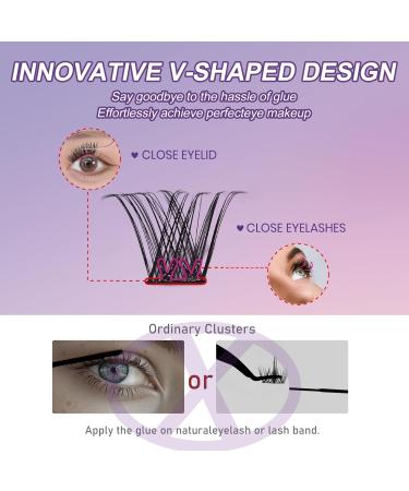 JoMay Self Adhesive Eyelashes - 48 PCS D Curl Glueless Lash Clusters | No Glue Needed Pre-Glued Eyelashes Set X01 (10-16 Mixed - Buy Online on GoSupps.com