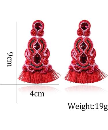 Rhaiyan Handmade Leather Earrings - Ethnic Soutaache Style Pink Drop Jewelry for Women | Unique Party Gifts - Buy Online on GoSupps.com